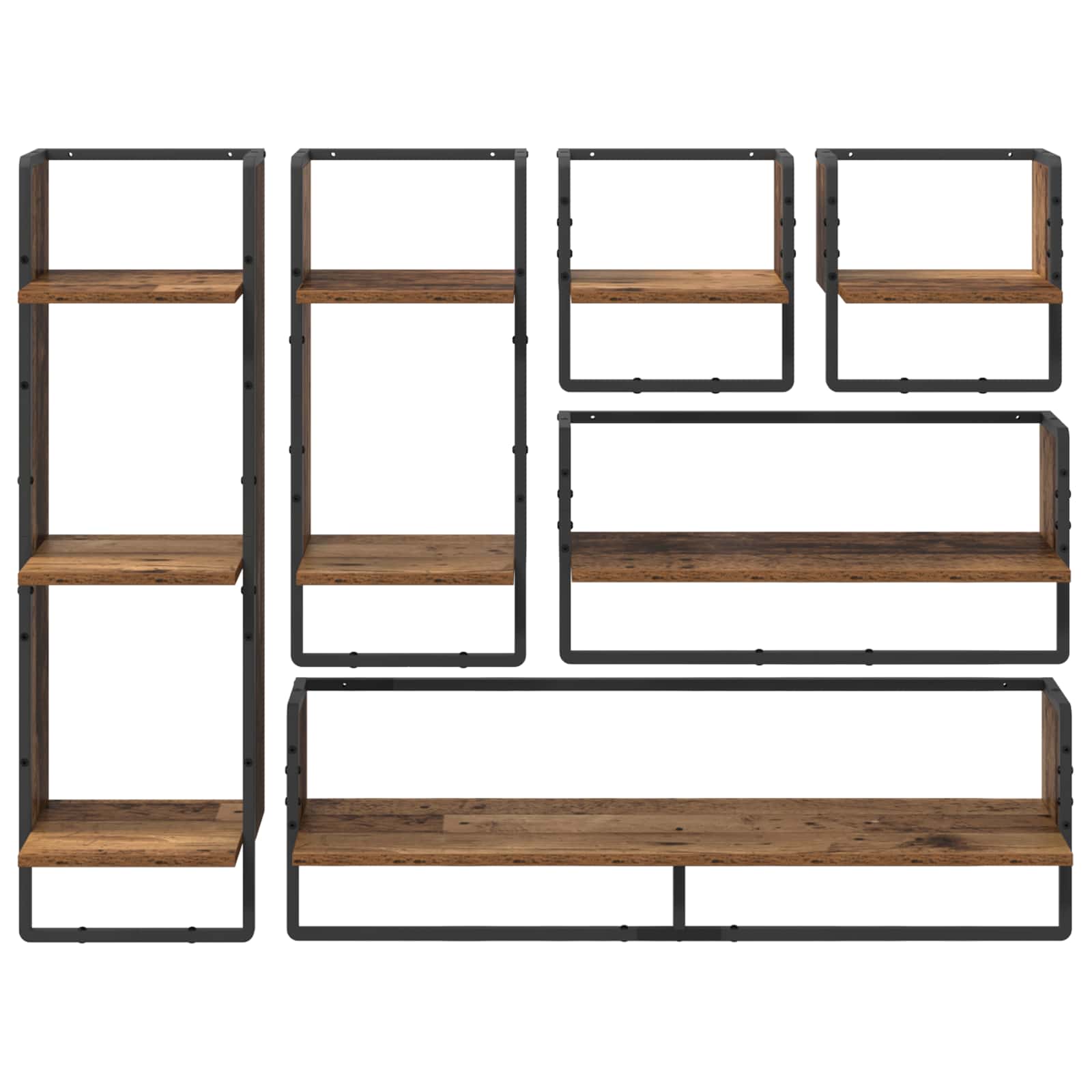 Conjunto de estantes de pared con estante 6 pcs Madera Vieja