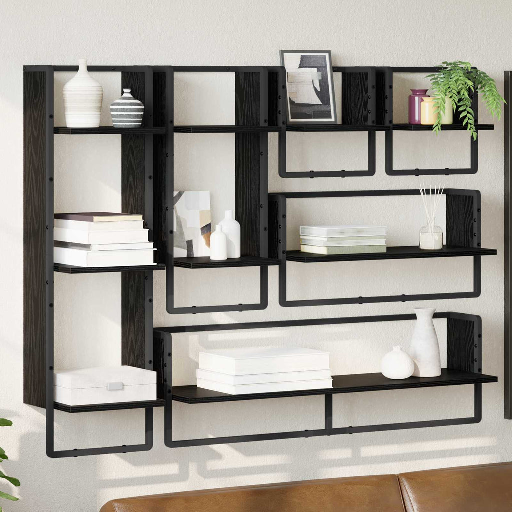 Conjunto de estantes de pared con estante 6 pcs Madera Vieja