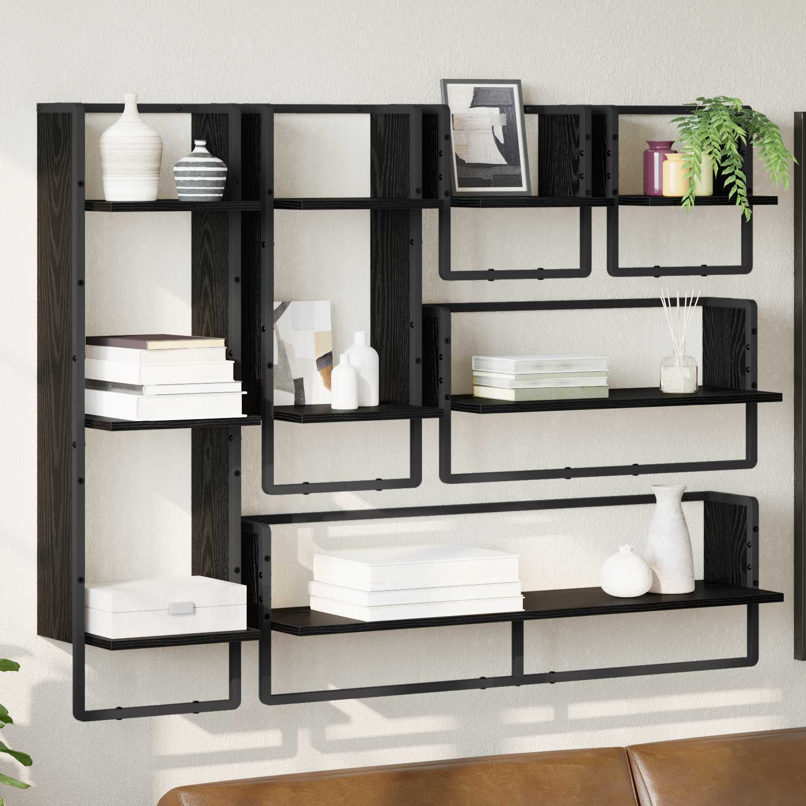Conjunto de estantes de pared con estante 6 pcs Madera Vieja
