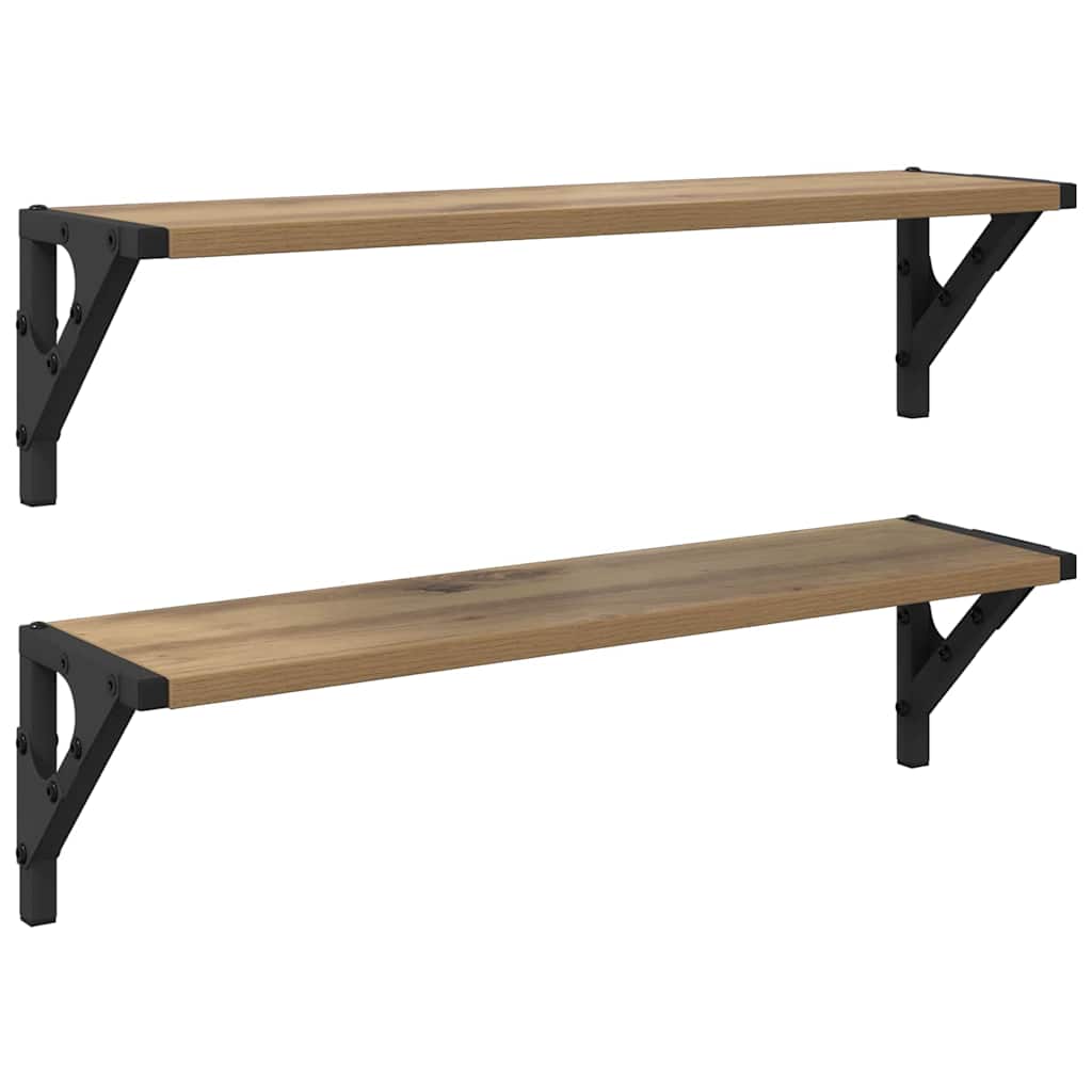 Estanterías de pared 2 pcs Roble artesanal 60 x 15 x 15,5 cm