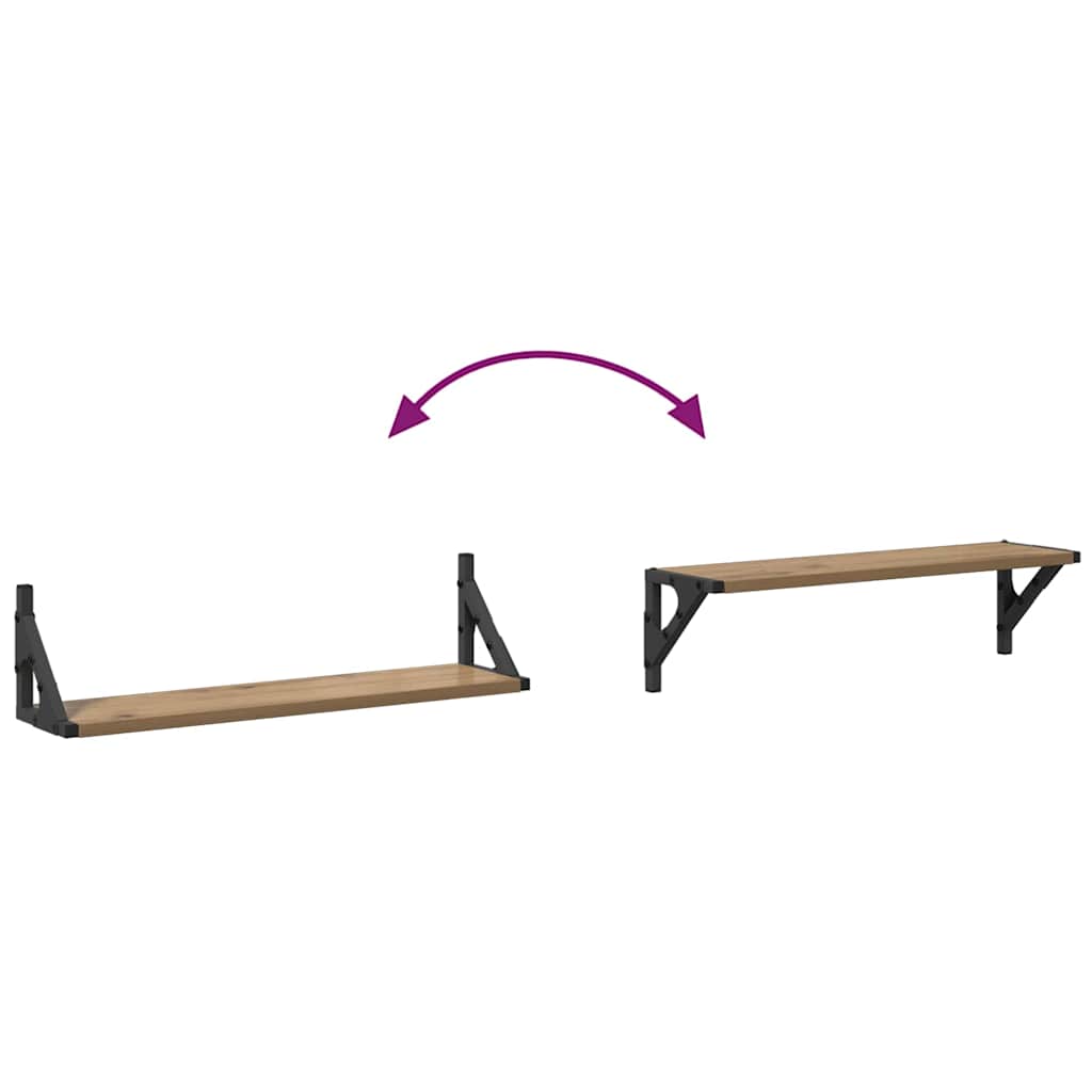 Estanterías de pared 2 pcs Roble artesanal 60 x 15 x 15,5 cm