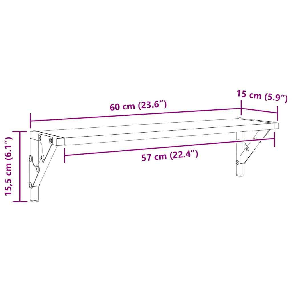 Estanterías de pared 2 pcs Roble artesanal 60 x 15 x 15,5 cm