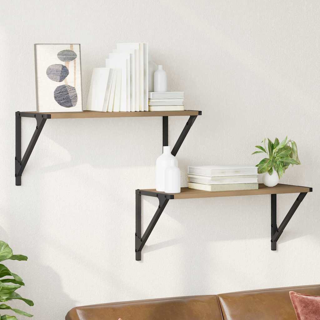 Estanterías de pared 2 pcs Roble artesanal 60 x 15 x 15,5 cm