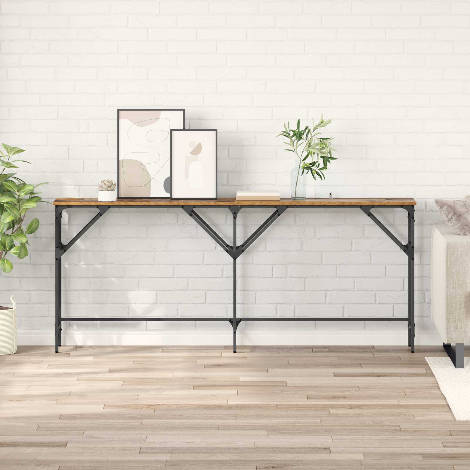 Aged Wood Console Table 140 x 29 x 75 cm