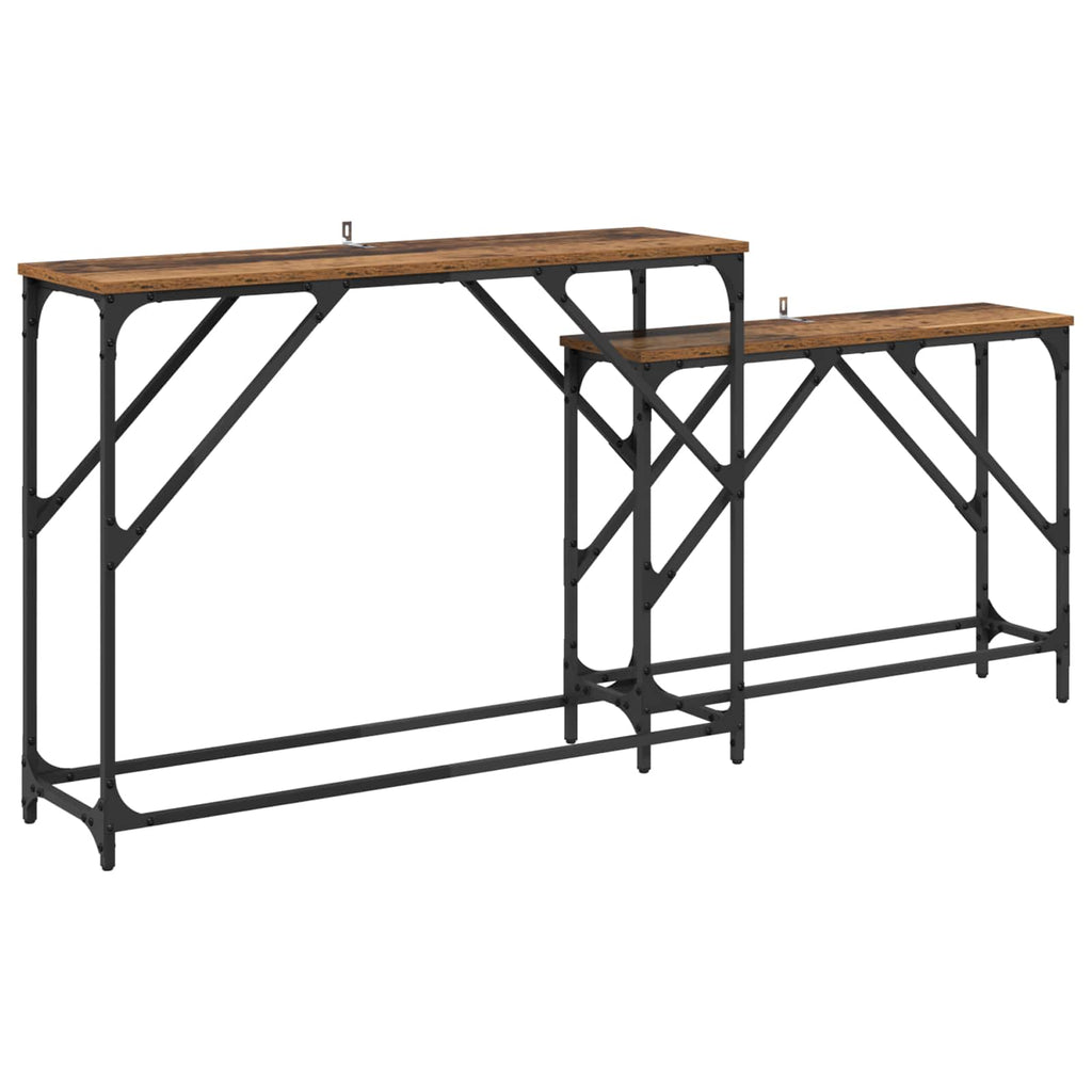 Mesa Consola 2 pcs Madera envejecida 100 x 28 x 75 cm