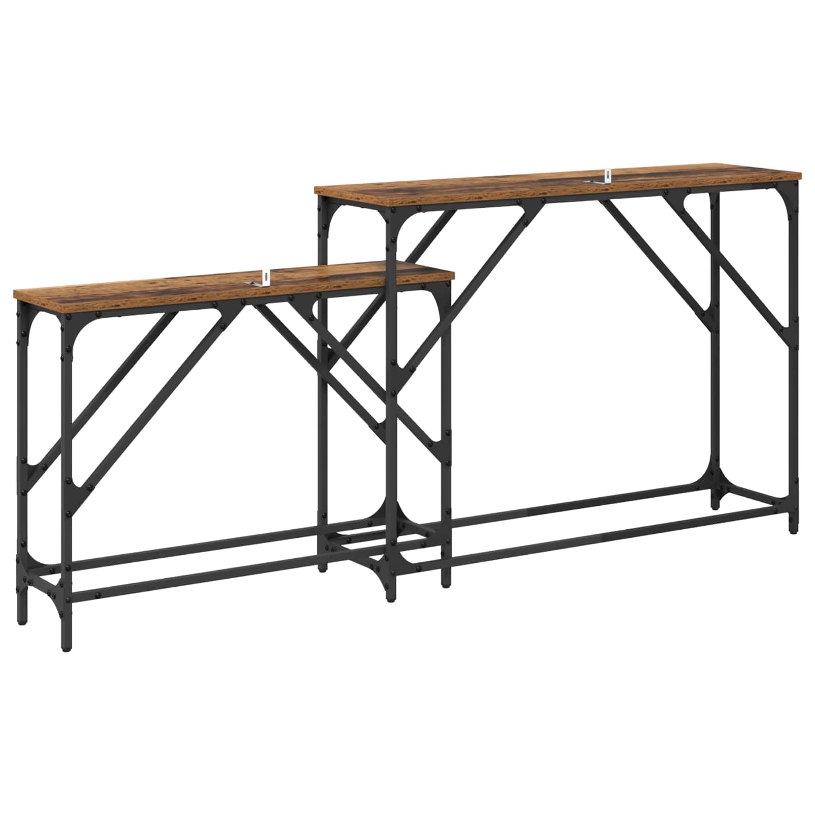 Mesa Consola 2 pcs Madera envejecida 100 x 28 x 75 cm