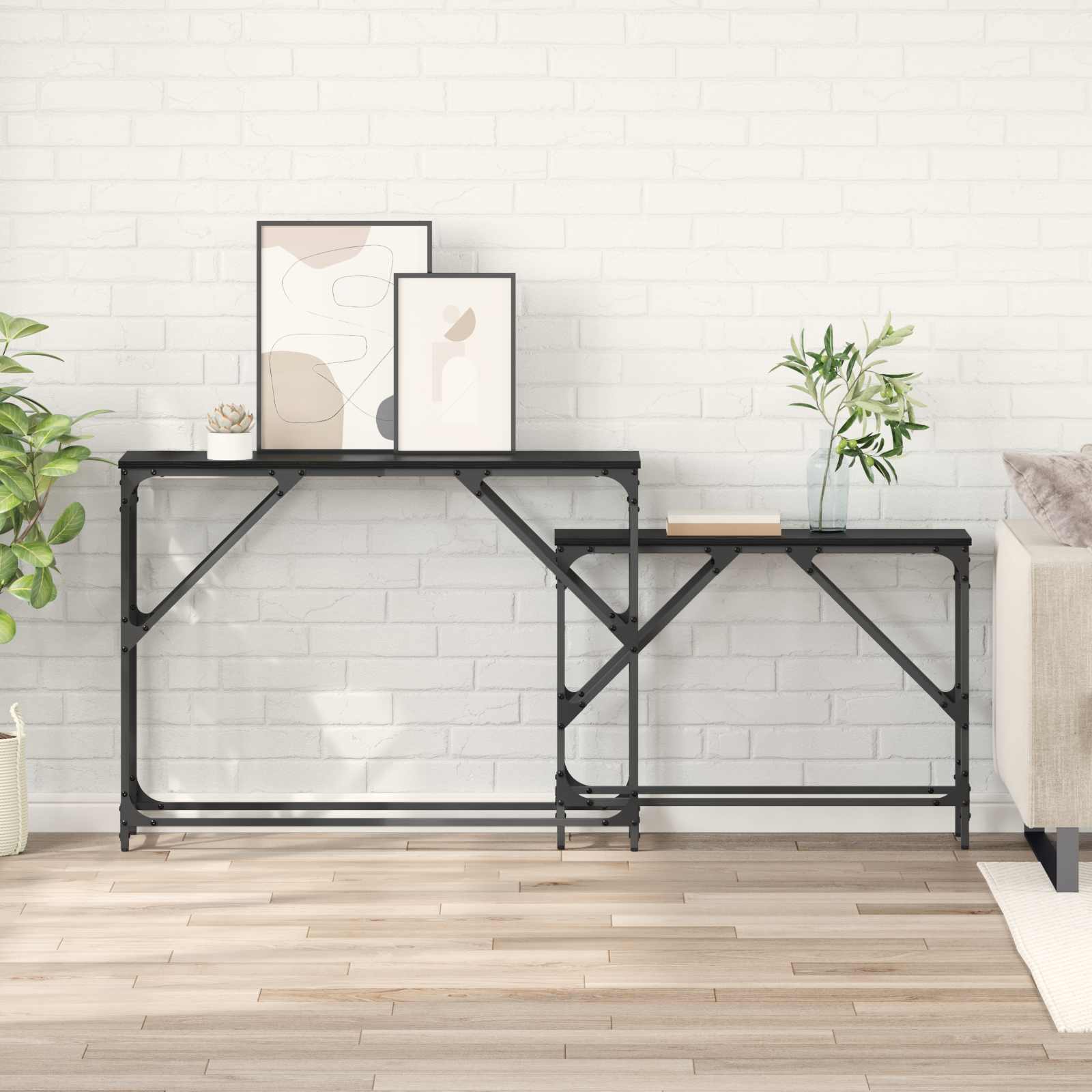 Console Table 2 pcs Antique Wood 100 x 28 x 75 cm