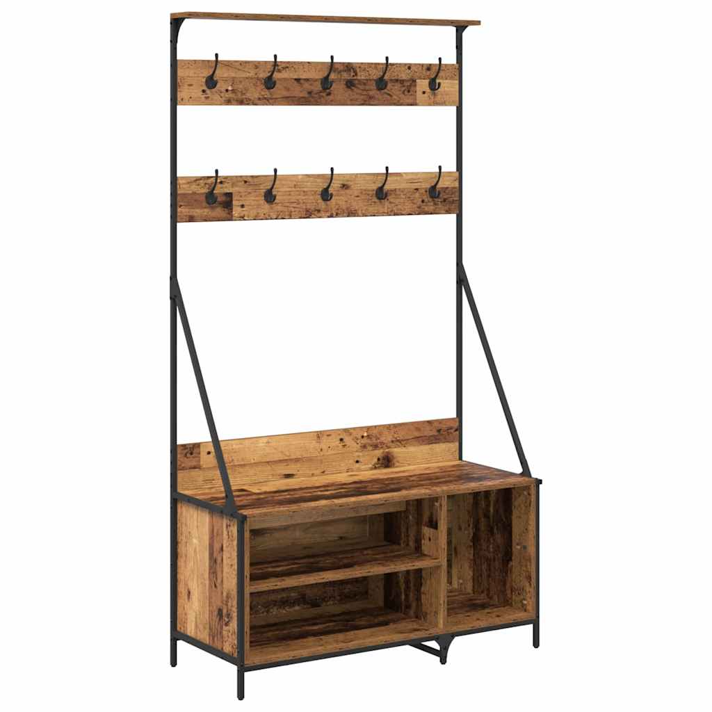 Perchero para ropa con estante Madera Vieja 100 x 41 x 184 cm