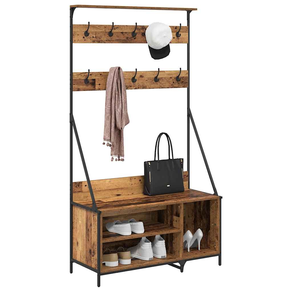 Perchero para ropa con estante Madera Vieja 100 x 41 x 184 cm