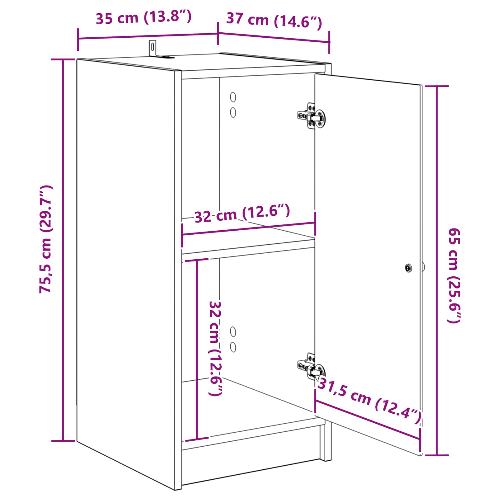 Vitrina Madera vieja 35 x 37 x 76 cm Madera contrachapada