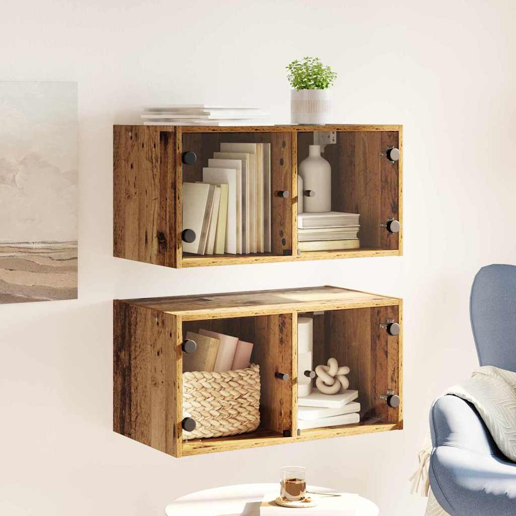 Armarios de pared 2 pcs Madera Vieja 68 x 37 x 35 cm