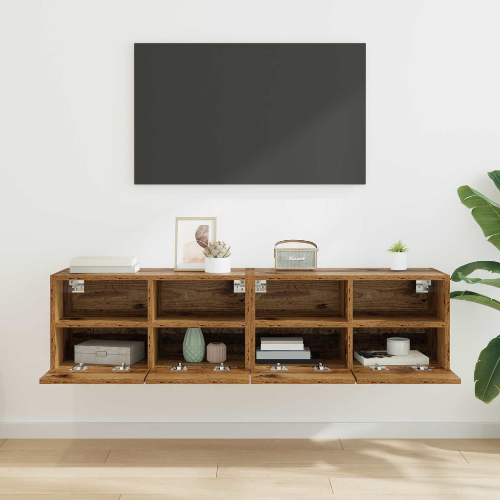 Gabinetes de pared para TV 2 pcs Madera Vieja 60 x 30 x 30 cm