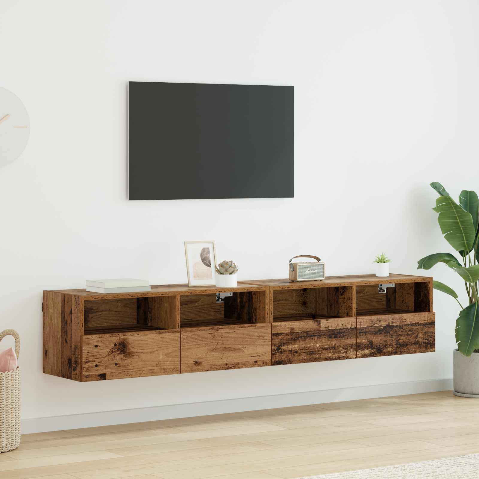 Gabinetes de pared para TV 2 pcs Madera Vieja 60 x 30 x 30 cm
