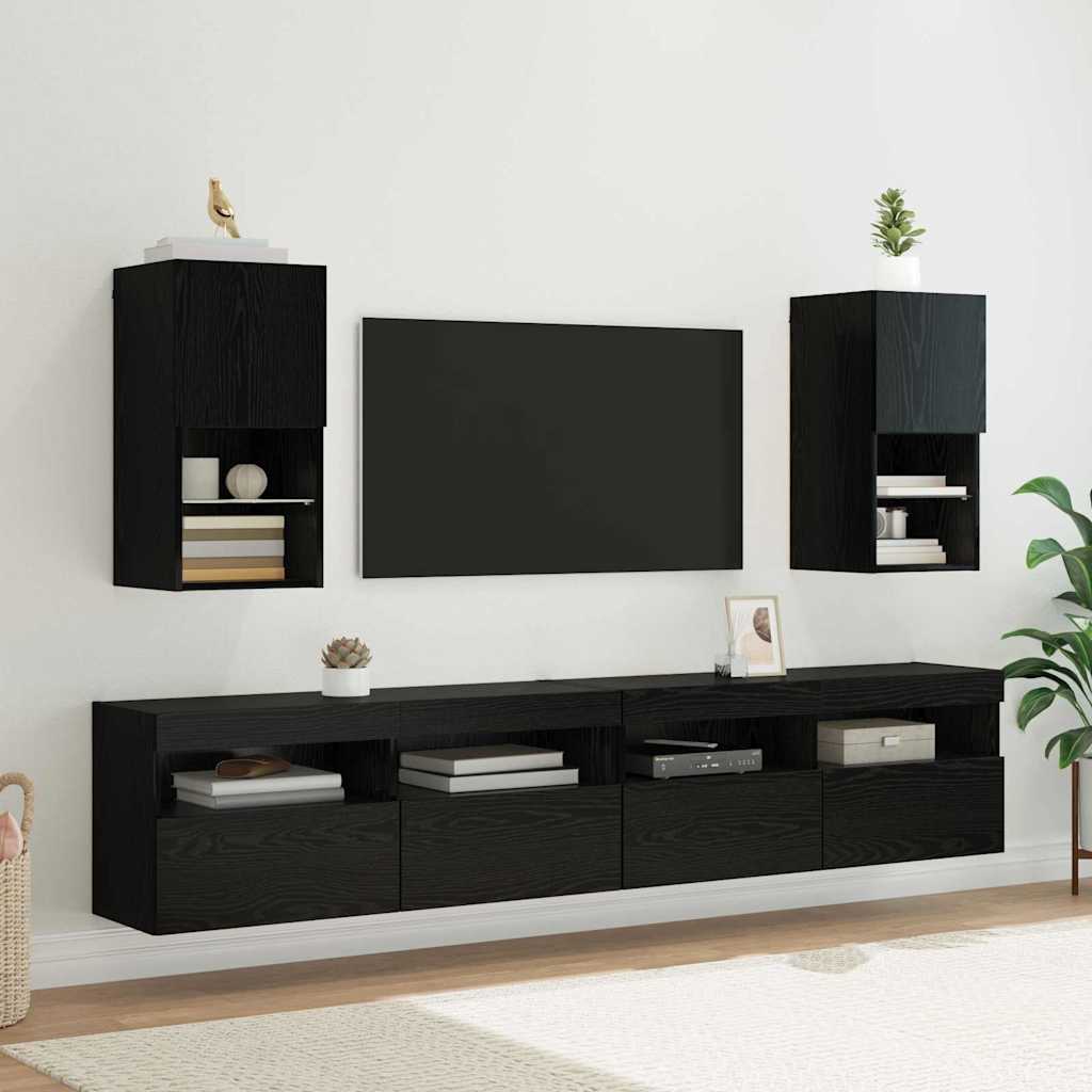 Conjunto de mueble de TV 2 pcs Roble Negro 30,5 x 30 x 102 cm