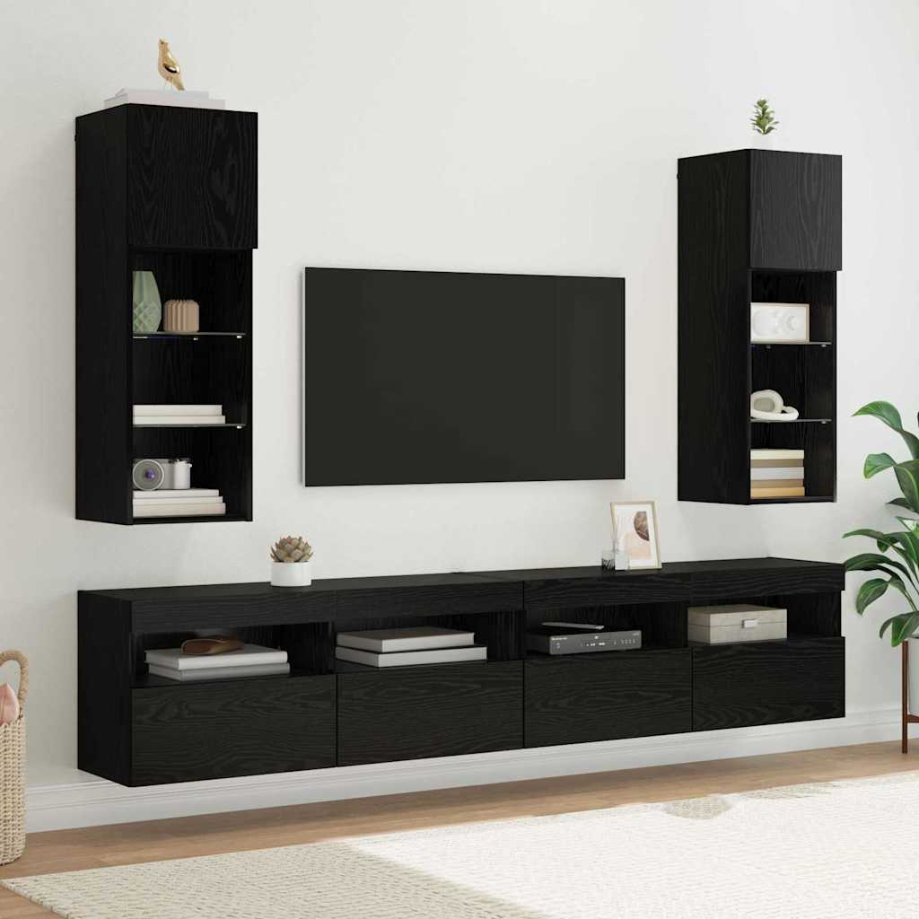 Conjunto de mueble de TV 2 pcs Roble Negro 30,5 x 30 x 102 cm