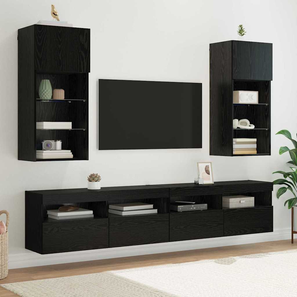 Conjunto de mueble de TV 2 pcs Roble Negro 30,5 x 30 x 102 cm