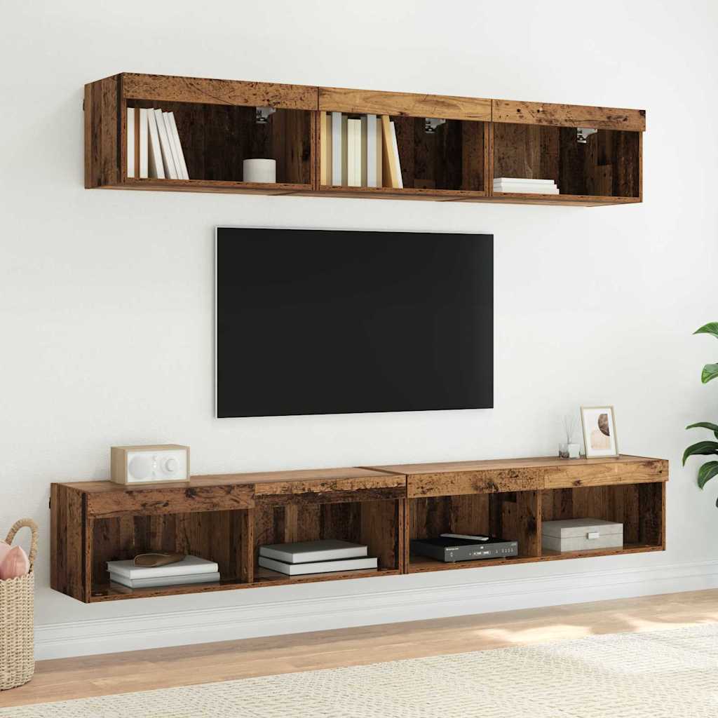Conjunto de mueble de TV 2 pcs Madera vieja 100 x 30 x 30 cm