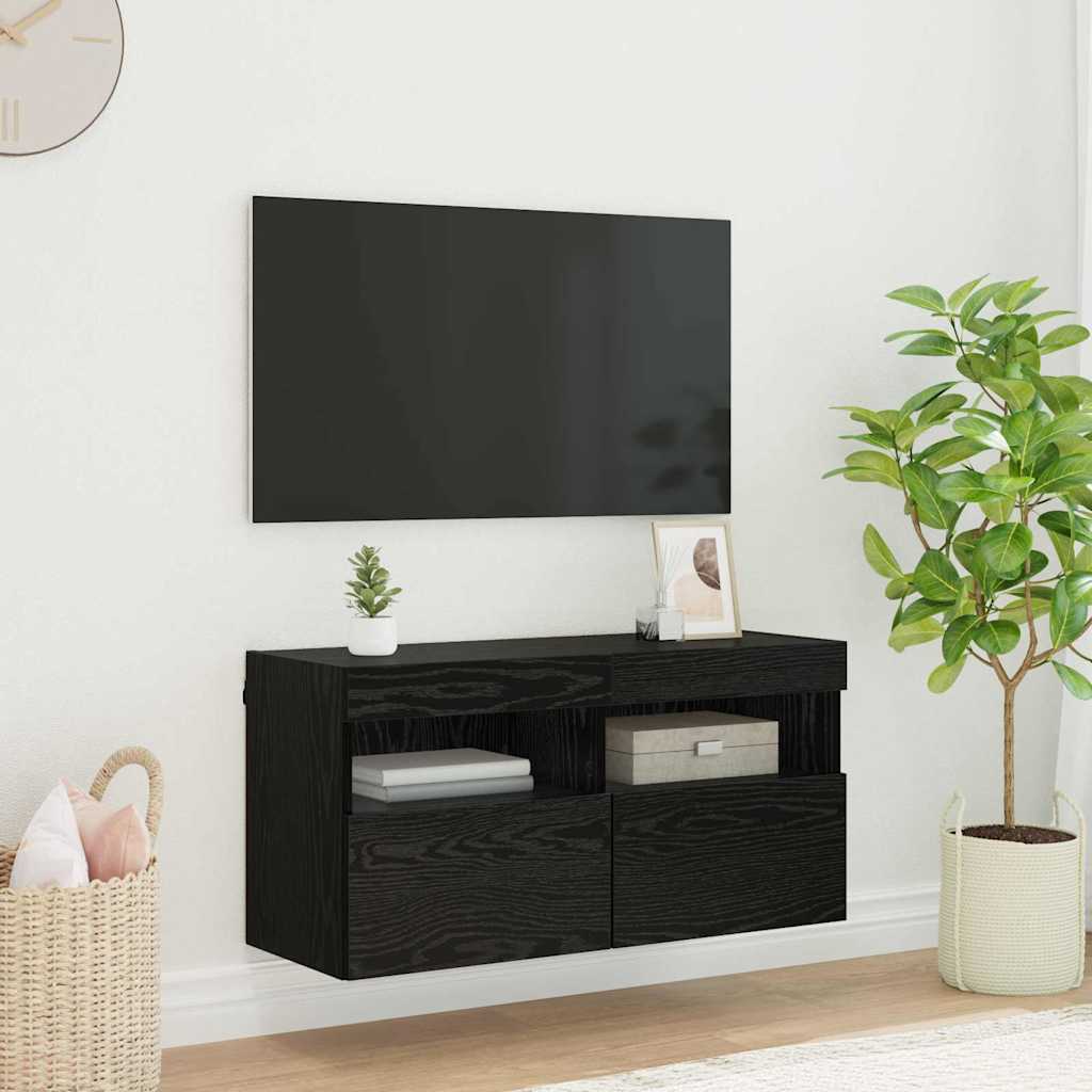 Mueble de TV Montado en la Pared 2 pcs Madera envejecida