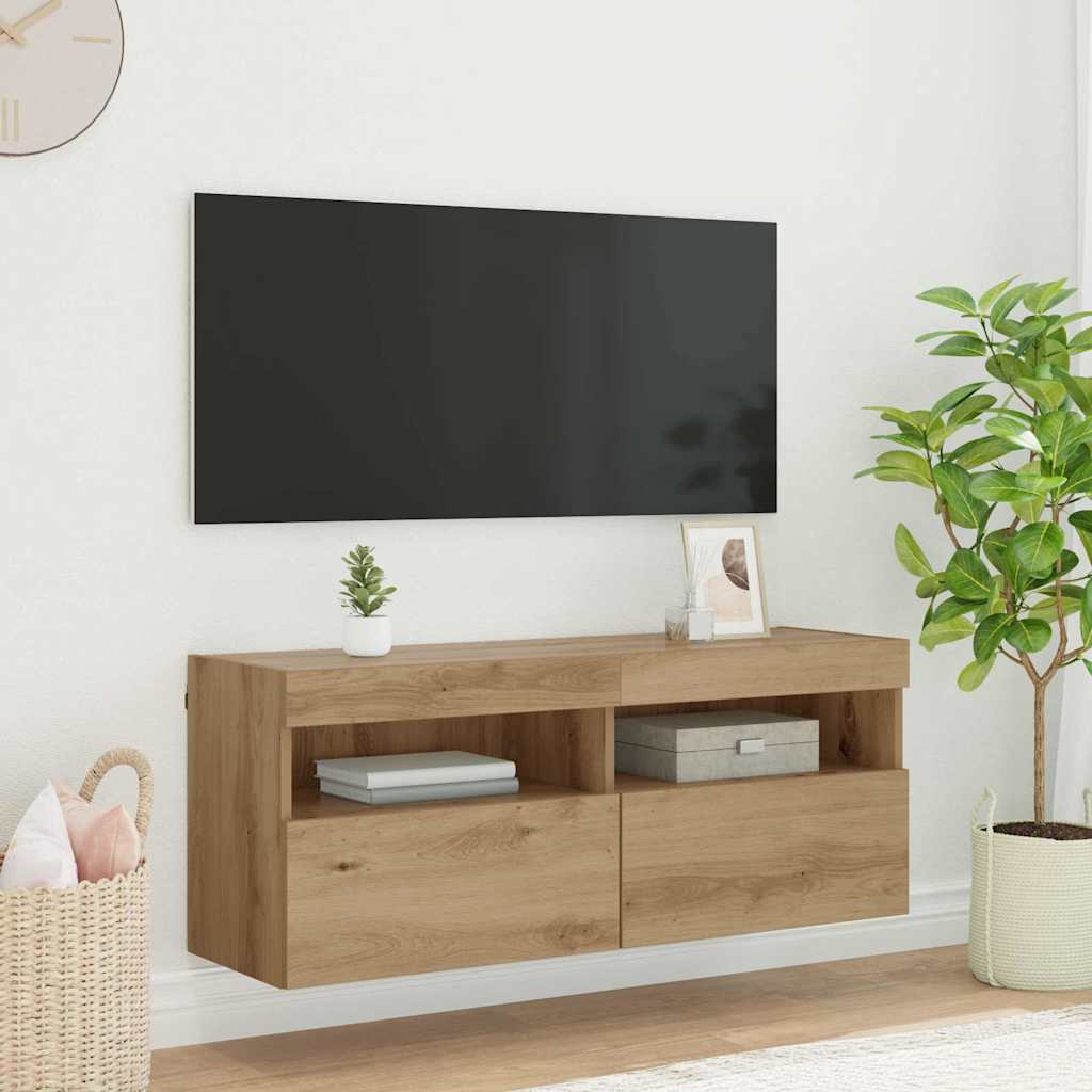 Mueble de TV Montado en la Pared 2 pcs Madera envejecida