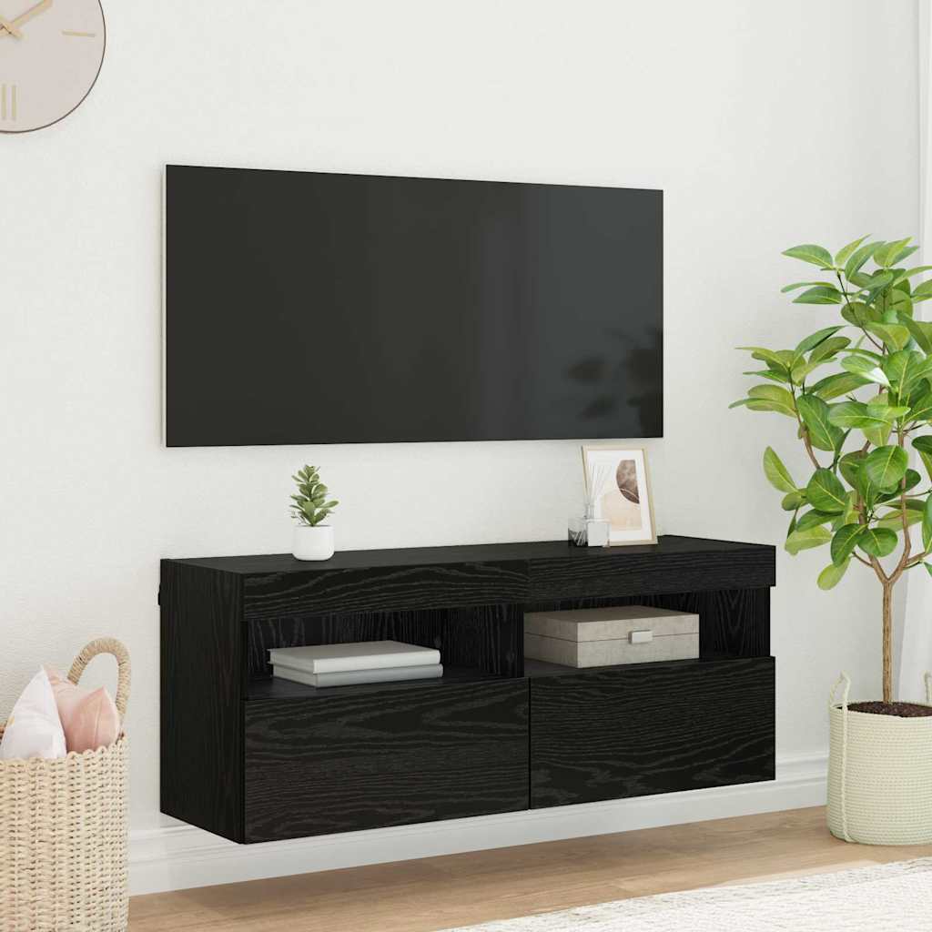 Mueble de TV Montado en la Pared 2 pcs Madera envejecida