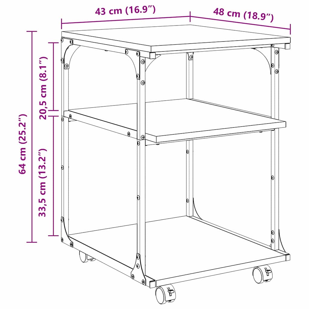Soporte para Impresora Madera Vieja 43 x 48 x 64 cm