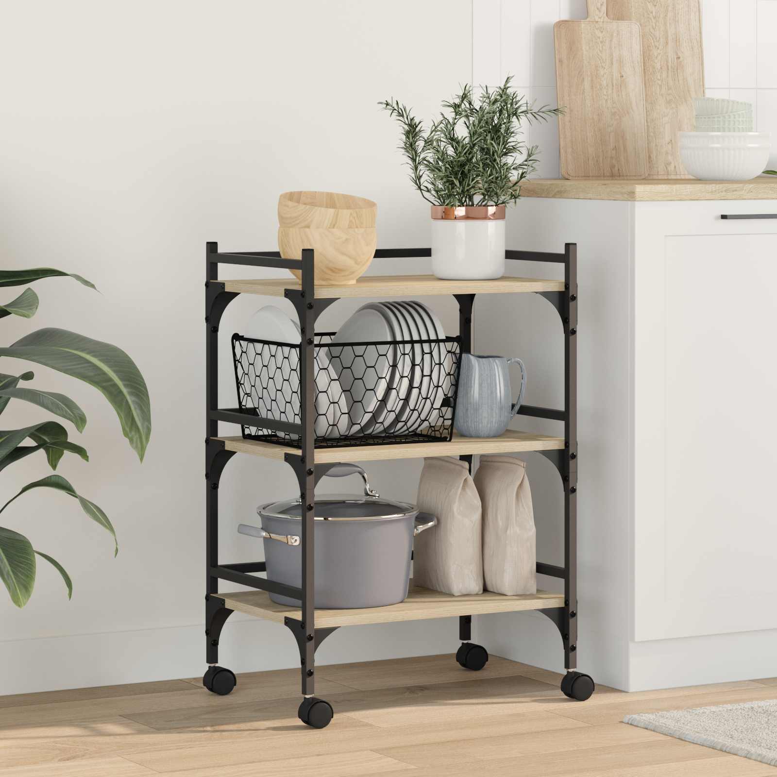 Carro de Cocina Roble Sonoma 50 x 35 x 75,5 cm