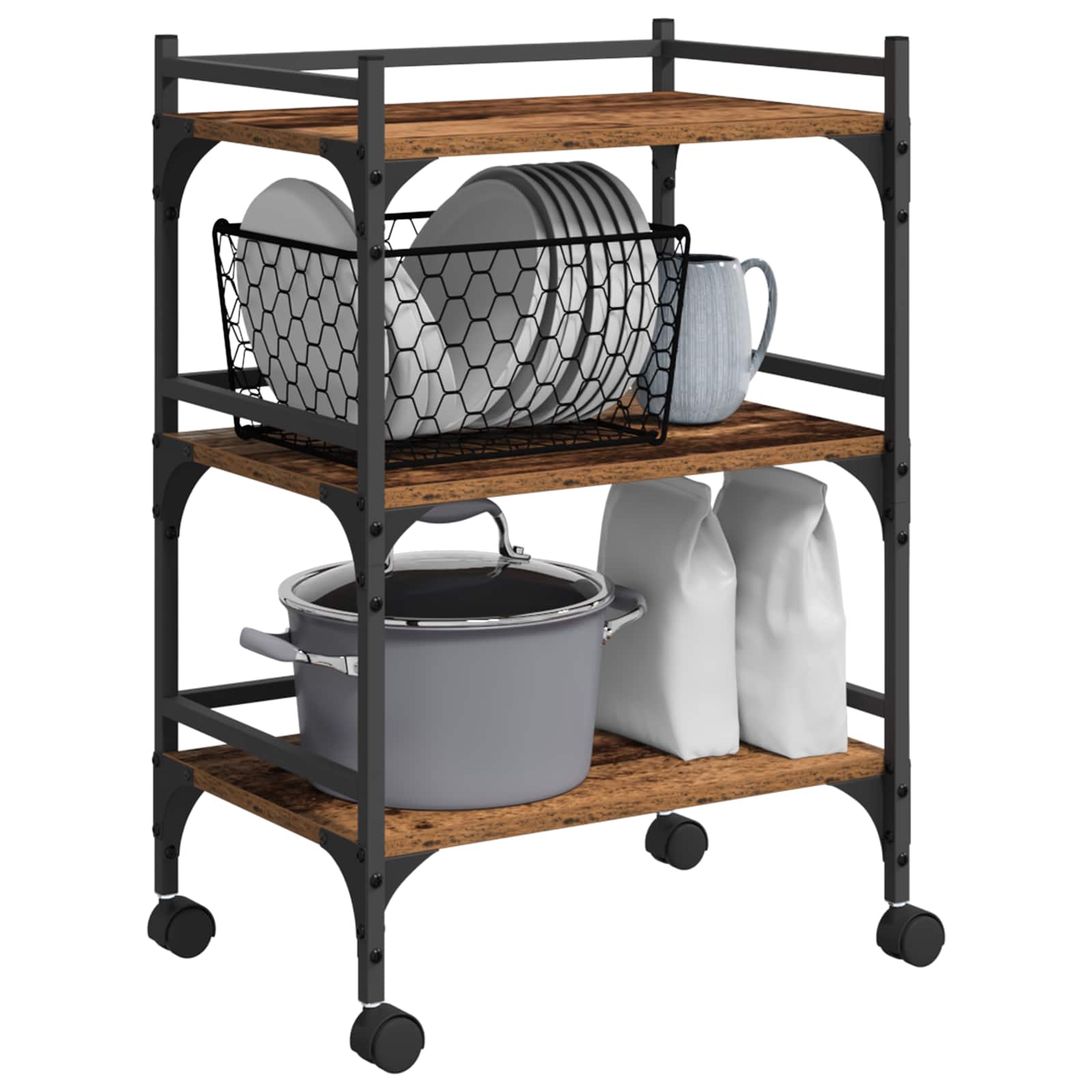 Carro de Cocina Madera Vieja 50 x 35 x 75.5 cm