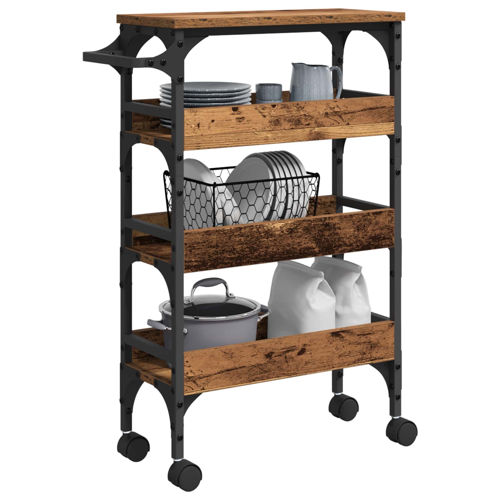 Carro de Cocina Madera Vieja 53 x 20 x 76 cm