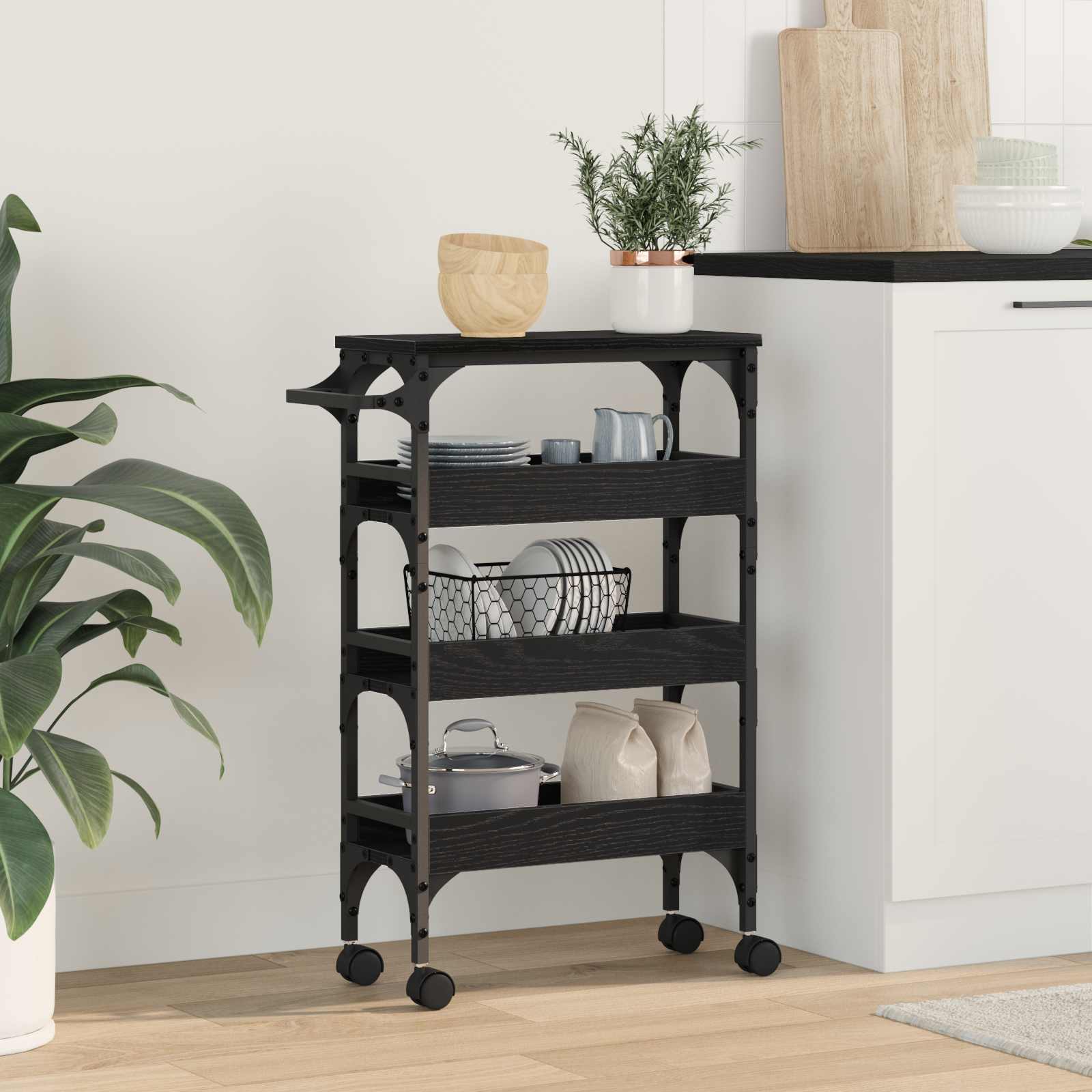 Old Wooden Kitchen Trolley 53 x 20 x 76 cm
