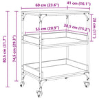Carro de Cocina Roble Negro 60 x 41 x 80.5 cm