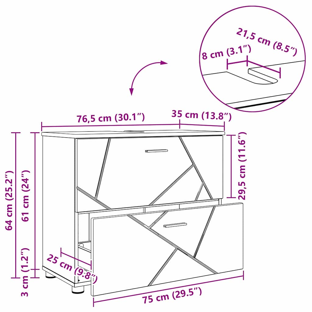 Gabinete de Baño con cajón Gris Concreto 76,5 x 35 x 64 cm