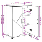 Gabinete de Baño con almacenamiento Gris Sonoma 60 x 35 x 80 cm