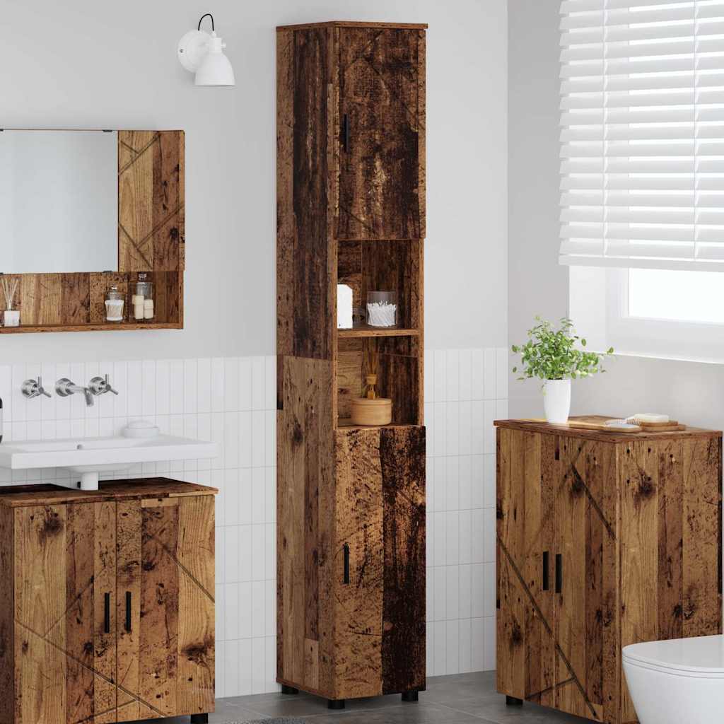 Bathroom Cabinet 30 x 35 x 192 cm Plywood & Metal