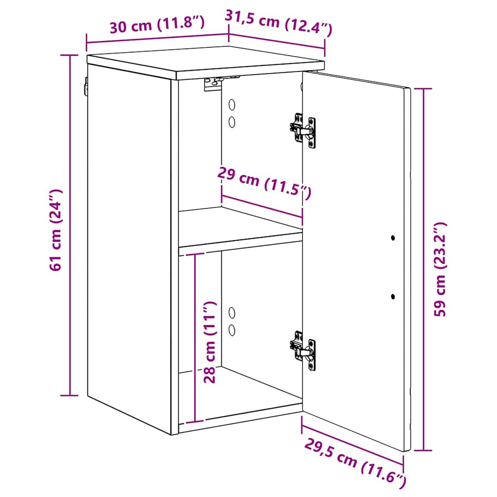 Gabinete de Baño 30 x 31,5 x 61 cm Madera contrachapada & Metal