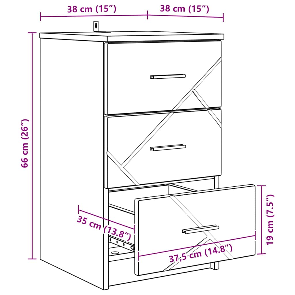 Armario de Noche Blanco 38 x 38 x 66 cm Madera contrachapada