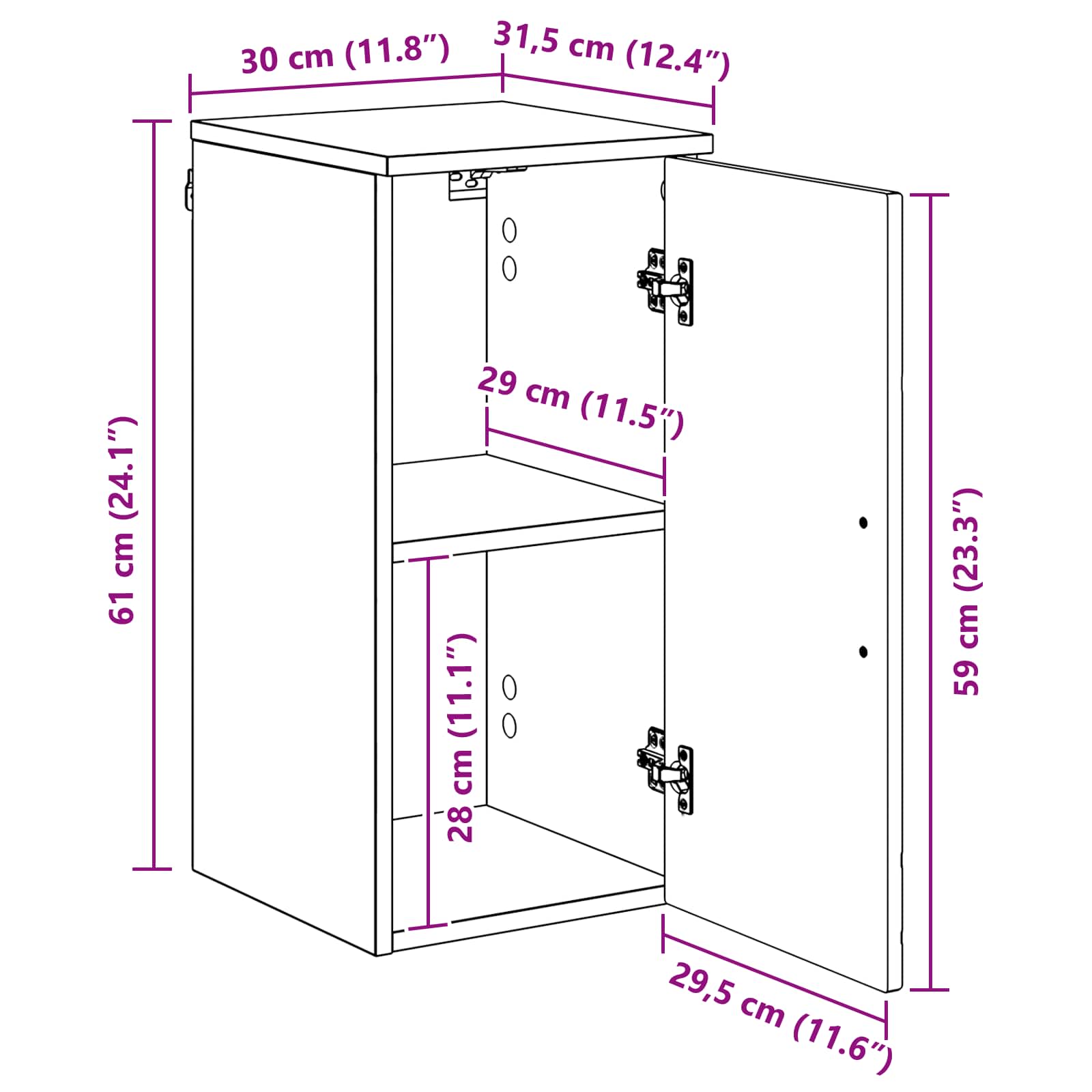 Gabinete de Baño 39 x 23,5 x 65 cm Madera contrachapada, Metal