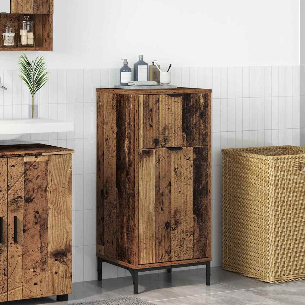 Bathroom Cabinet 39.5 x 36 x 88 cm Plywood & Metal