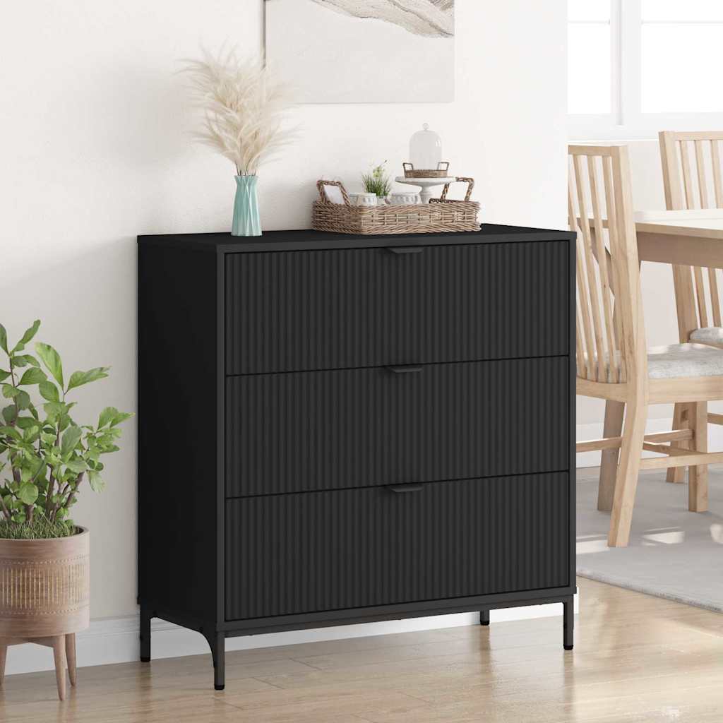 Aparador con cajón Negro 79,5 x 33 x 82 cm Madera de ingeniería
