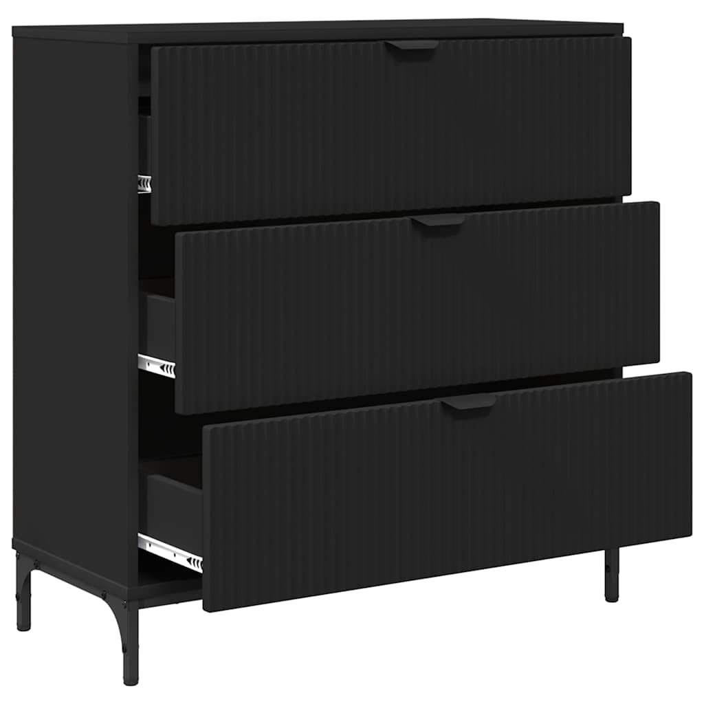 Aparador con cajón Negro 79,5 x 33 x 82 cm Madera de ingeniería