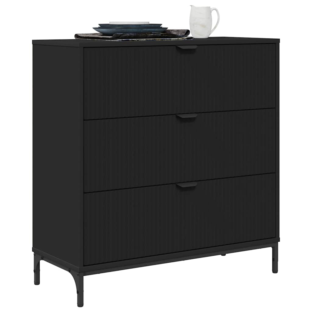 Aparador con cajón Negro 79,5 x 33 x 82 cm Madera de ingeniería