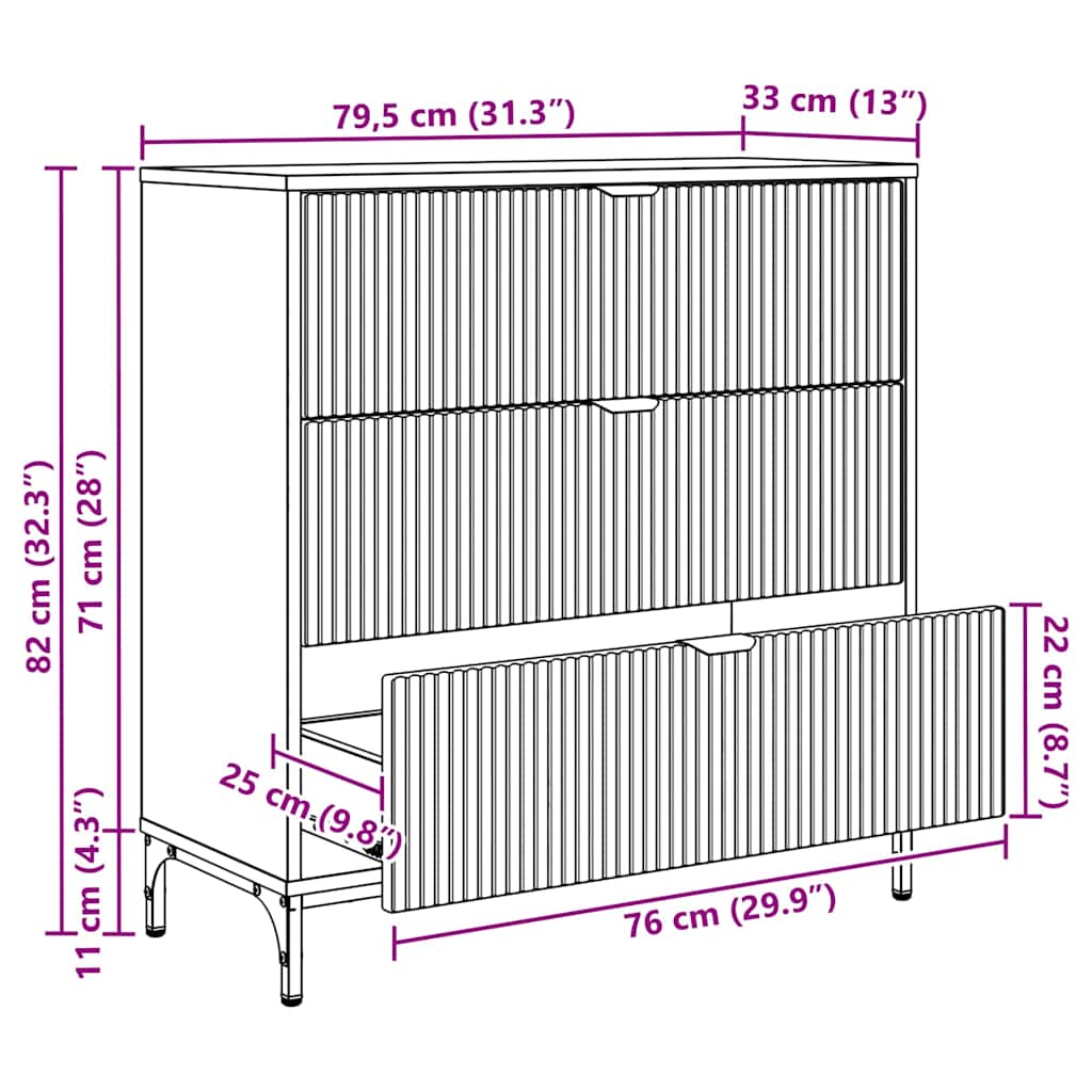 Aparador Roble ahumado 79,5 x 33 x 82 cm Madera de ingeniería