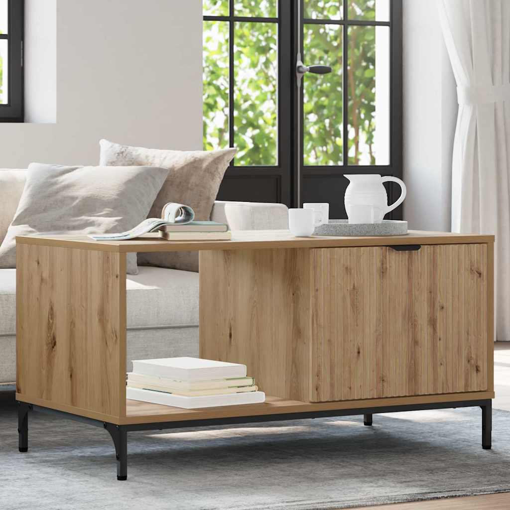 Mesa de Café con cajón Roble artesanal 90 x 49 x 46 cm