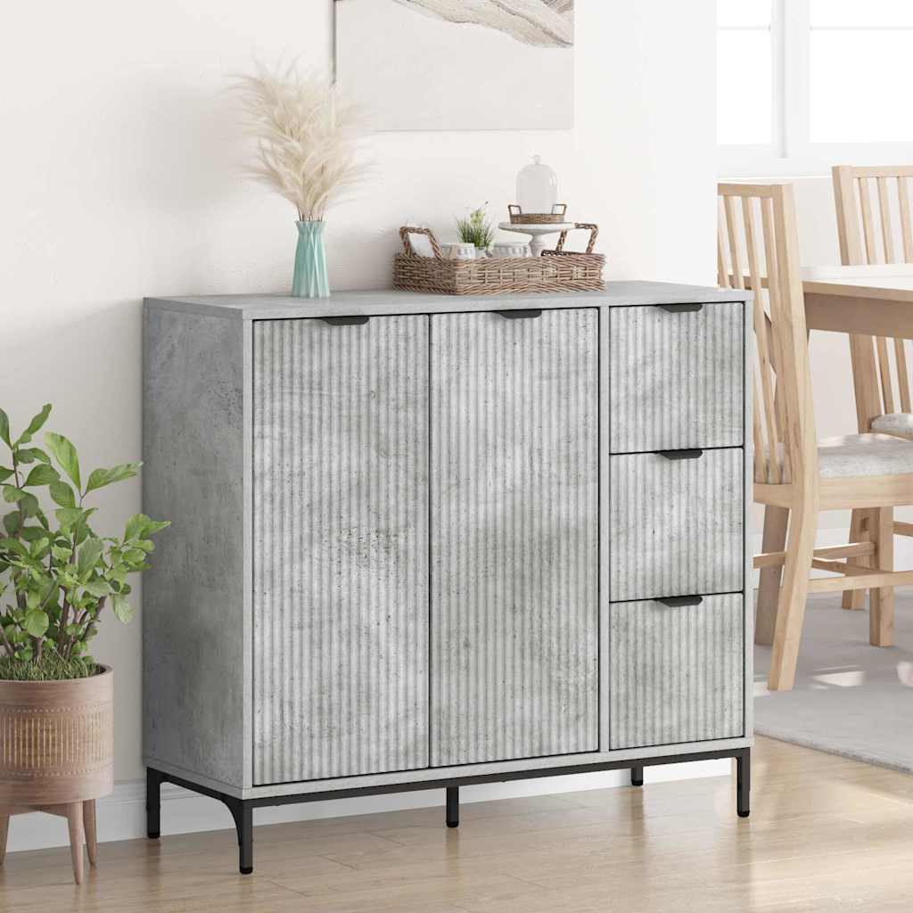 Aparador Gris Concreto 89,5 x 33 x 82 cm Madera de ingeniería