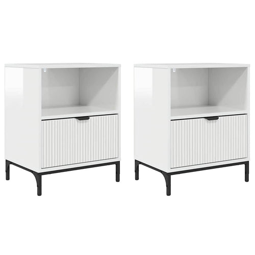 Nightstand 2 pcs High Gloss White 49 x 36 x 61 cm