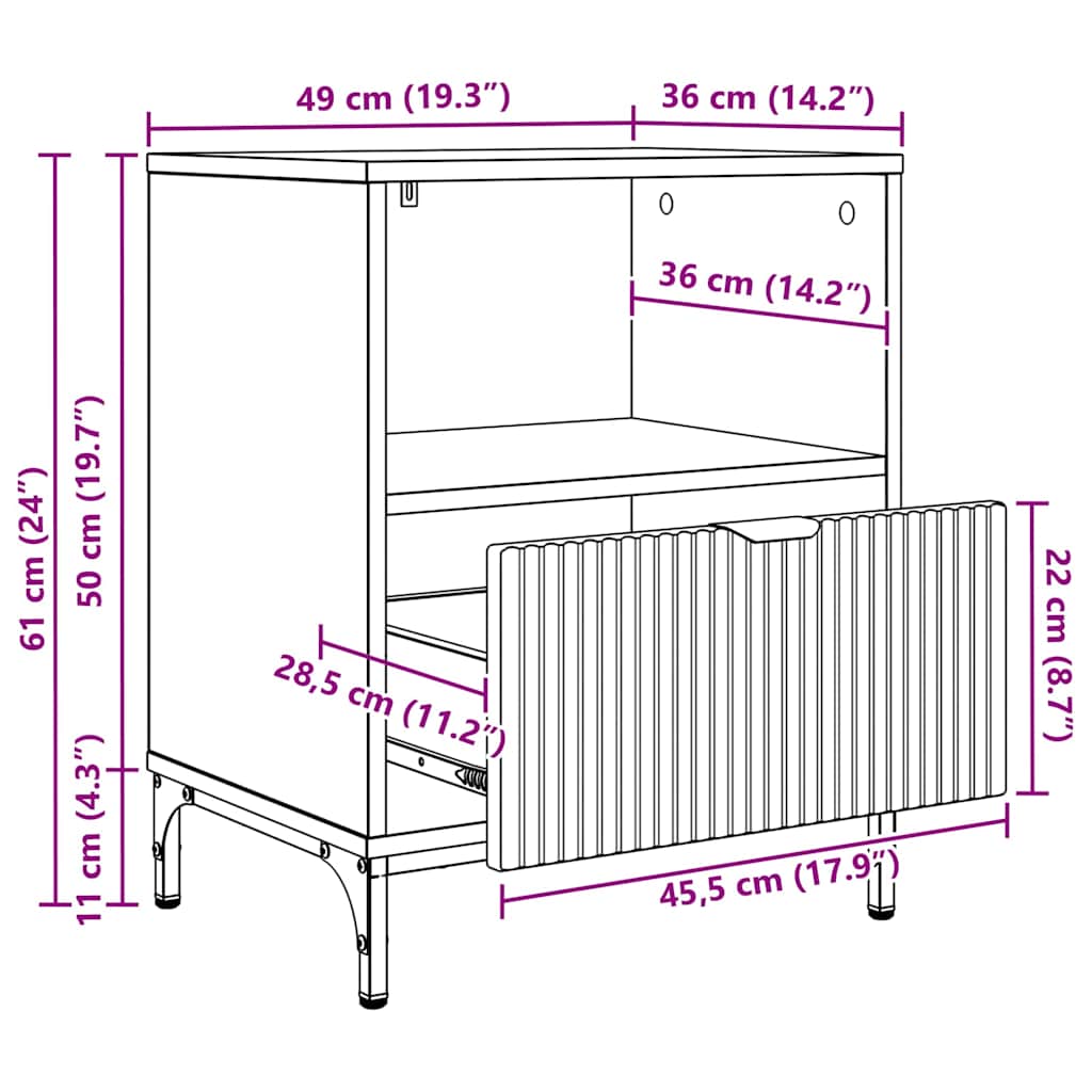 Armario de Noche 2 pcs Blanco brillante 49 x 36 x 61 cm