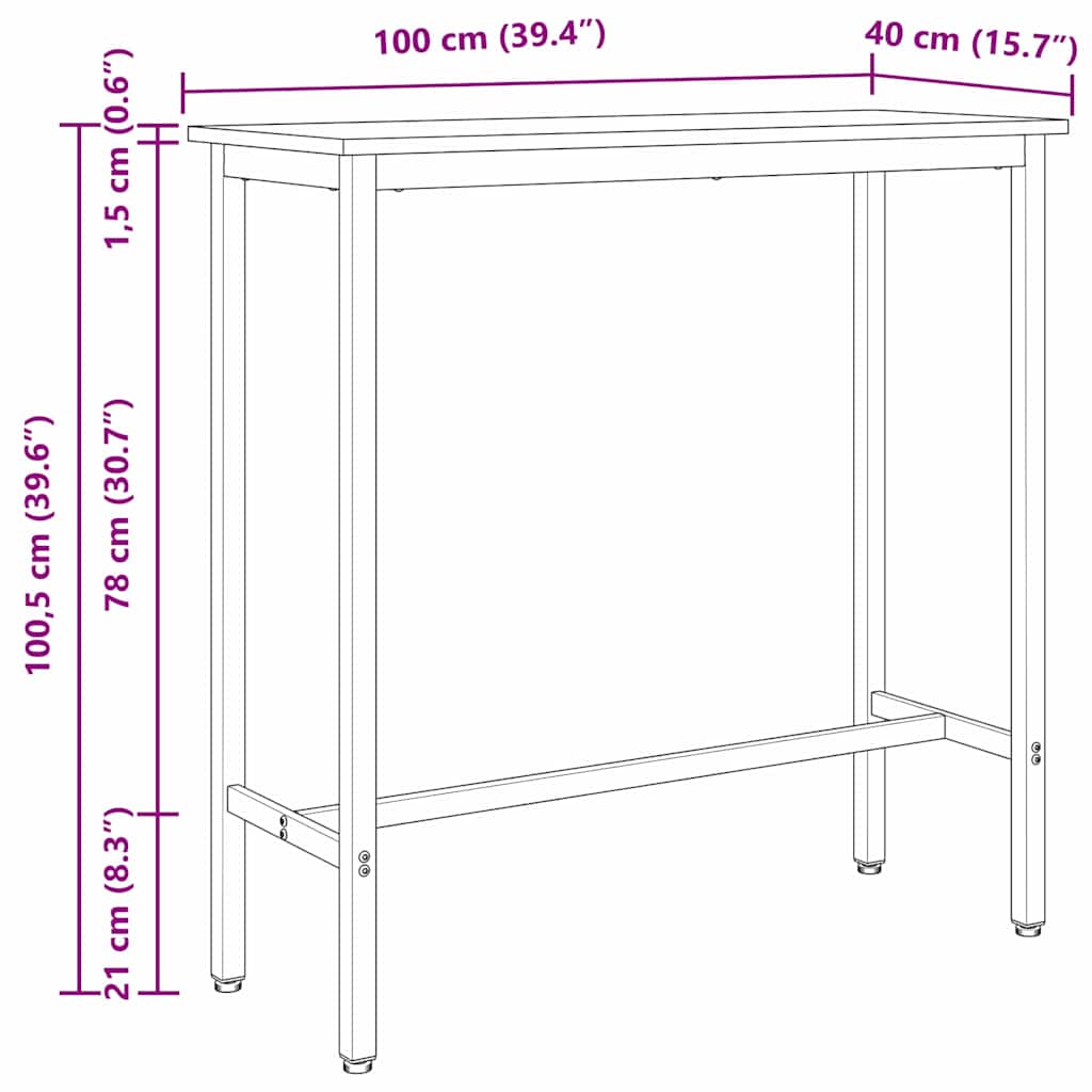 Mesa Gris Sonoma 100 x 40 x 100,5 cm
