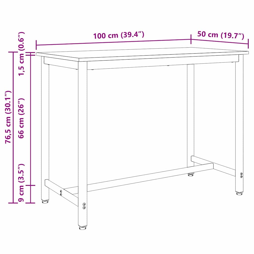 Mesa Gris Sonoma 100 x 50 x 76,5 cm