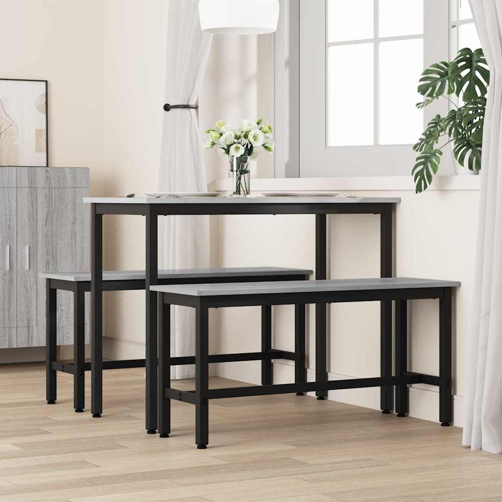 Banca de Comedor 2 pcs Gris Sonoma 100 x 32,5 x 48,5 cm