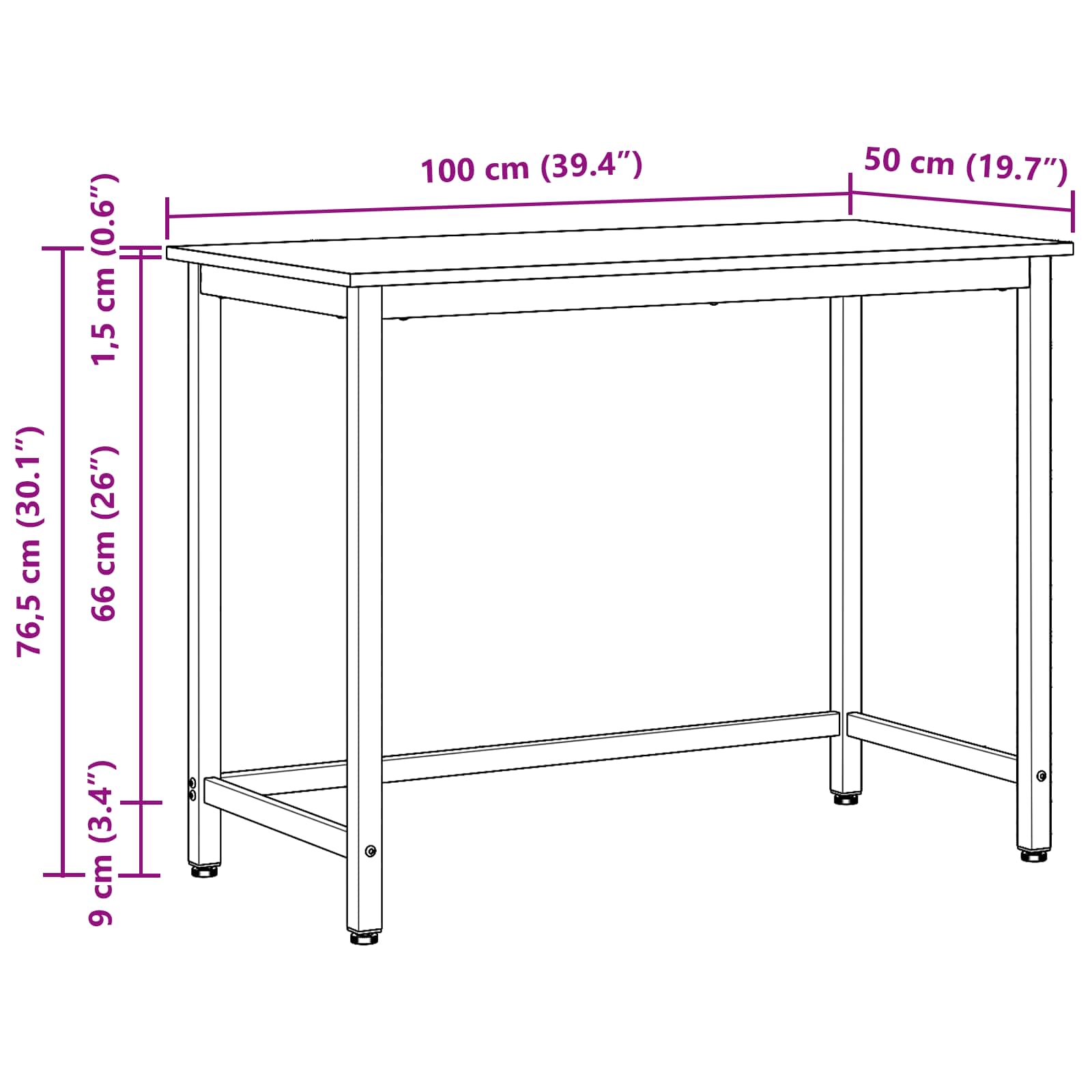 Mesa Gris Sonoma 100 x 50 x 76,5 cm