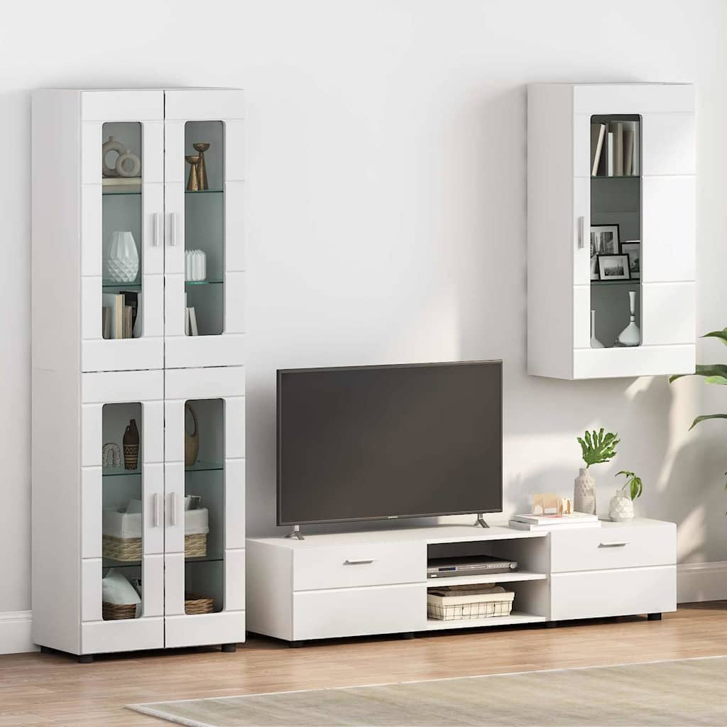 Aparador alto con estante FLORIN brillante 60 x 35 x 182 cm